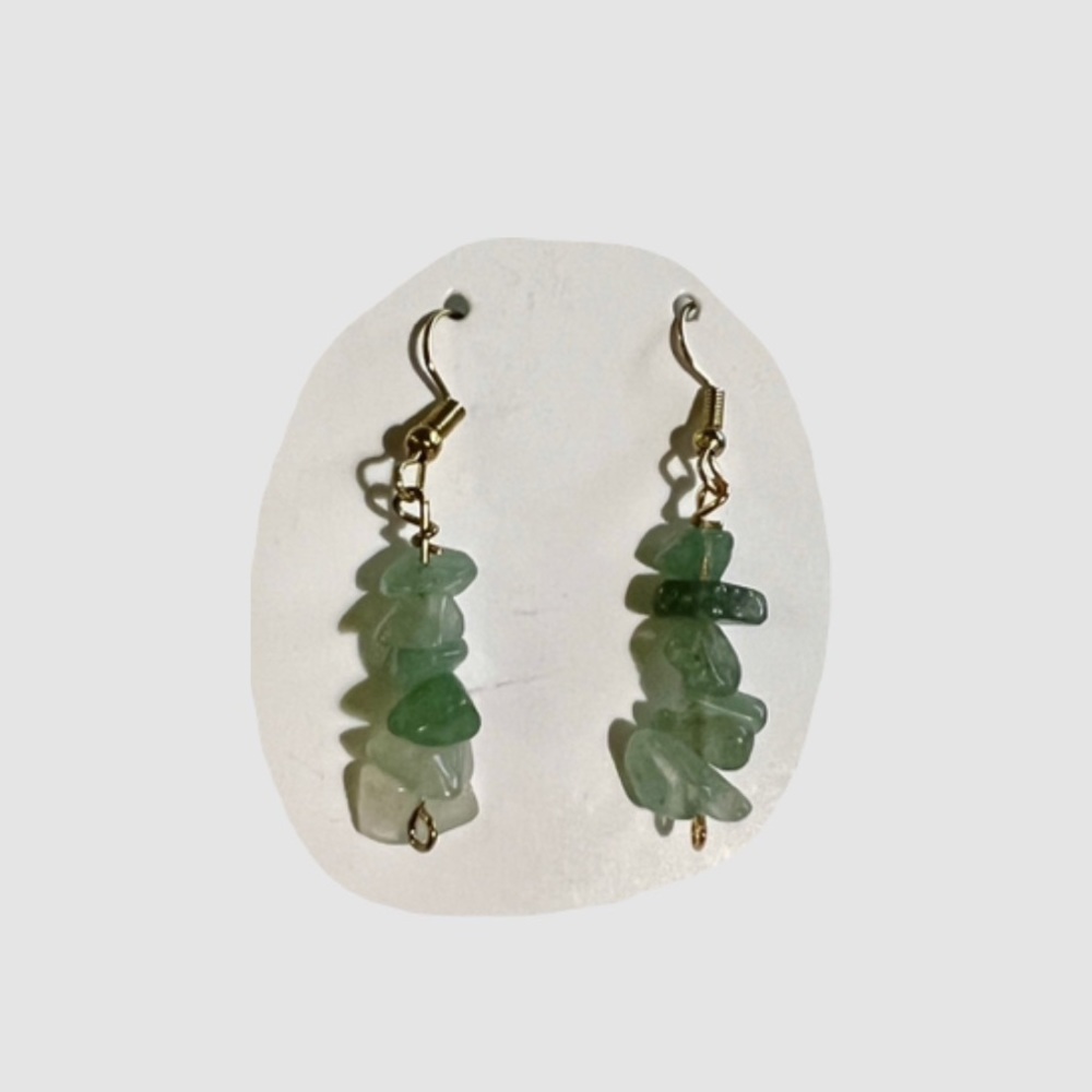 GREEN AVENTURINE (gold) crystal earrings